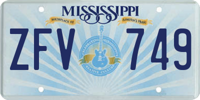 MS license plate ZFV749