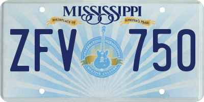 MS license plate ZFV750