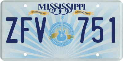 MS license plate ZFV751