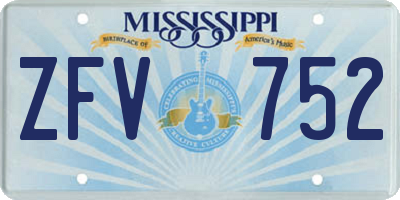 MS license plate ZFV752