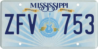 MS license plate ZFV753