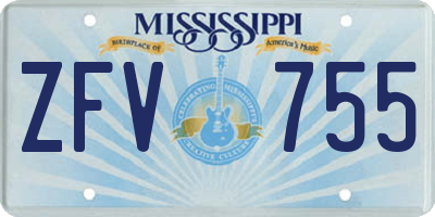 MS license plate ZFV755