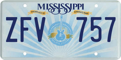 MS license plate ZFV757