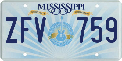 MS license plate ZFV759