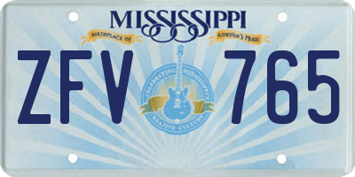 MS license plate ZFV765