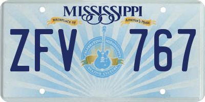 MS license plate ZFV767