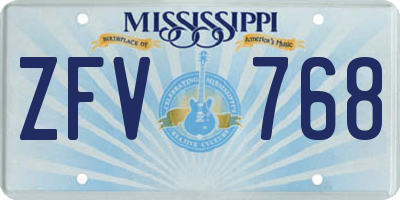 MS license plate ZFV768