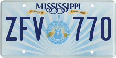 MS license plate ZFV770