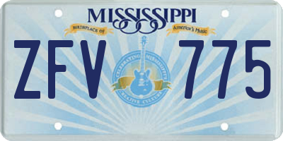 MS license plate ZFV775