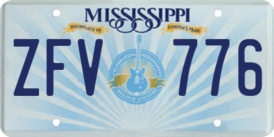 MS license plate ZFV776