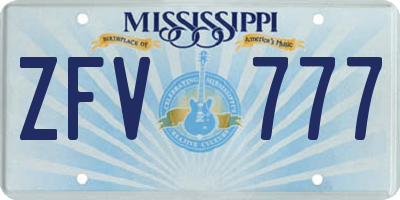 MS license plate ZFV777