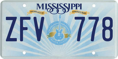 MS license plate ZFV778