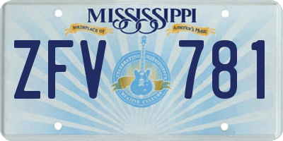 MS license plate ZFV781