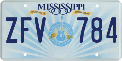 MS license plate ZFV784