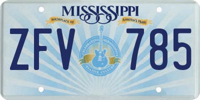 MS license plate ZFV785