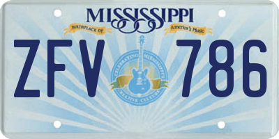 MS license plate ZFV786