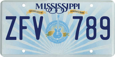 MS license plate ZFV789