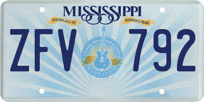 MS license plate ZFV792