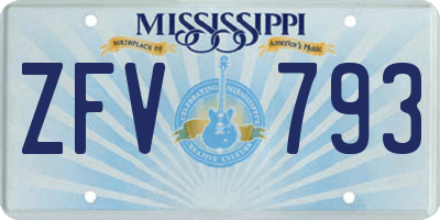 MS license plate ZFV793