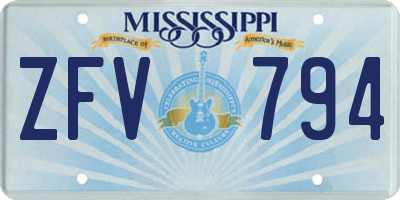MS license plate ZFV794