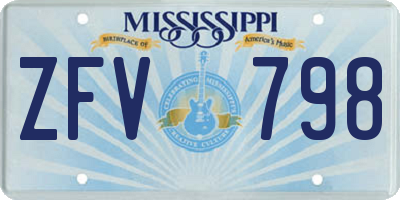 MS license plate ZFV798
