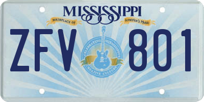 MS license plate ZFV801
