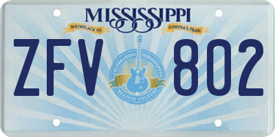 MS license plate ZFV802
