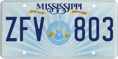 MS license plate ZFV803