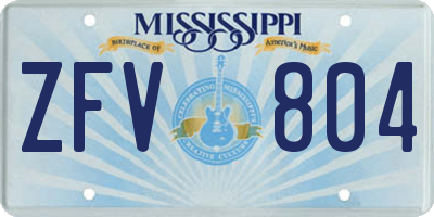 MS license plate ZFV804