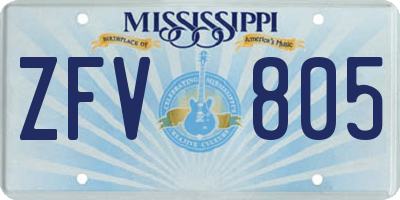 MS license plate ZFV805
