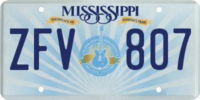 MS license plate ZFV807