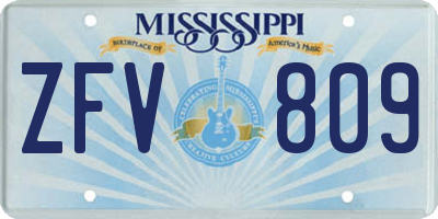 MS license plate ZFV809