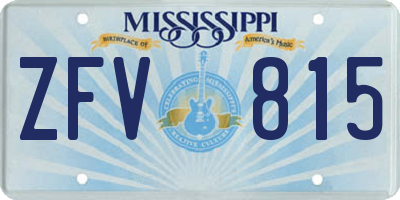 MS license plate ZFV815