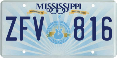 MS license plate ZFV816