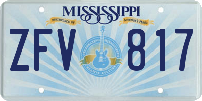 MS license plate ZFV817