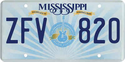 MS license plate ZFV820