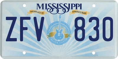 MS license plate ZFV830