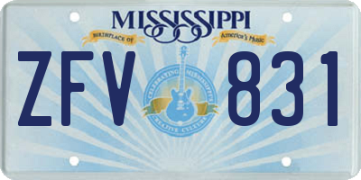 MS license plate ZFV831