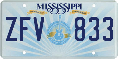MS license plate ZFV833
