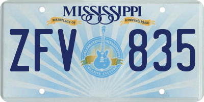 MS license plate ZFV835