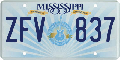 MS license plate ZFV837