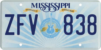 MS license plate ZFV838