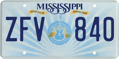 MS license plate ZFV840