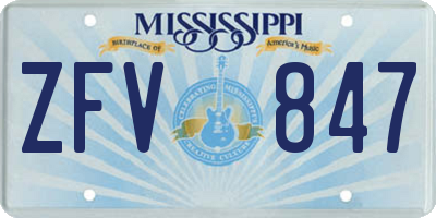 MS license plate ZFV847