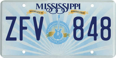 MS license plate ZFV848