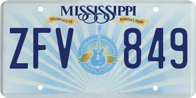 MS license plate ZFV849