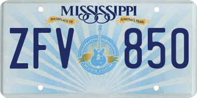 MS license plate ZFV850