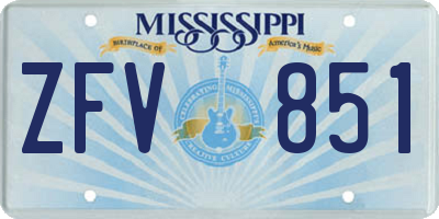 MS license plate ZFV851