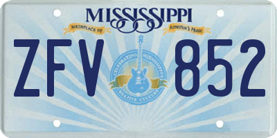 MS license plate ZFV852