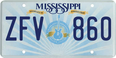 MS license plate ZFV860